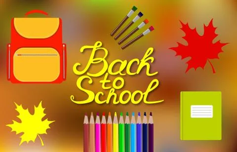 Back to school design. Set of School supplies with Back to school hand drawn  Stock Illustration