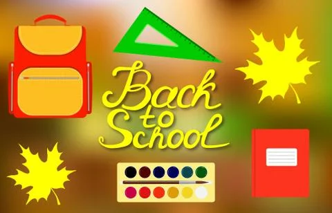 Back to school design. Set of School supplies with Back to school hand drawn  Stock Illustration