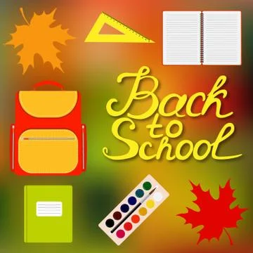 Back to school design. Set of School supplies with Back to school hand drawn  Stock Illustration