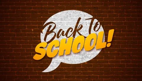 Back to School Design with Typography Lettering on Brick Wall Background. Vector Illustrazione stock
