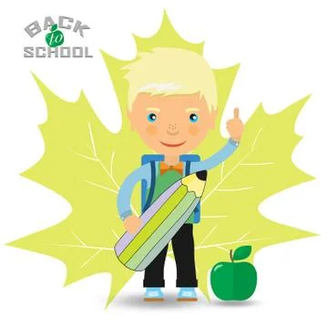 Back to school design. Vector illustration - a student with a pencil and a gr Illustrazione stock