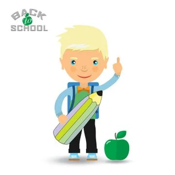 Back to school design. Vector illustration student with a pencil and a green  Stock-Illustration