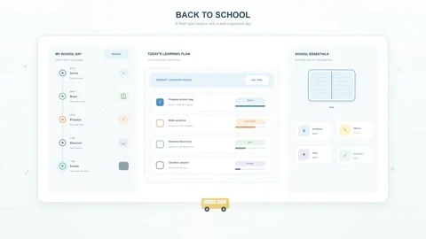 Back to School Digital Schedule and Learning Plan Interface Animation Vídeos de archivo 344353195