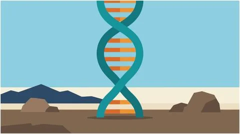 Back to School Dna helix structure in a natural landscape concept with gene.. Stock Illustration