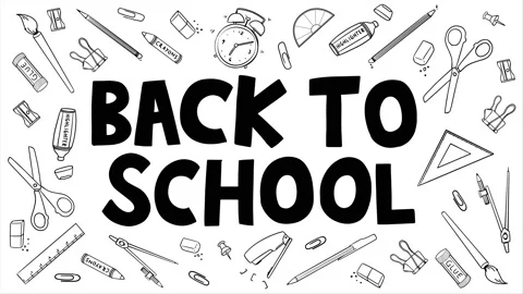 Back To School doodle animation. Handwritten typescript with various stationary  库存影片 175818117
