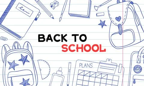 Back to School Doodle Banner Stock Illustration
