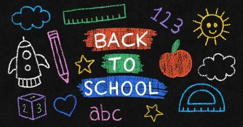 Back To School Doodle Black Background Stock Illustration