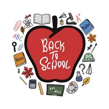 Back to school doodle colorful vector fun clipart Stock Illustration