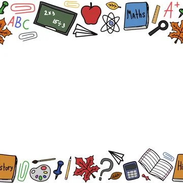Back to school doodle colorful vector frame Stock Illustration