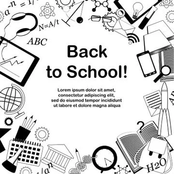 Back to school doodle frame Stock Illustration