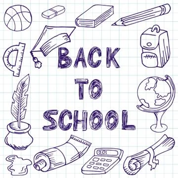 Back to school. Doodle image. Hand drawing Illustrazione stock