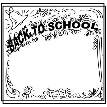 Back to school - doodle lettering in frame Stock Illustration