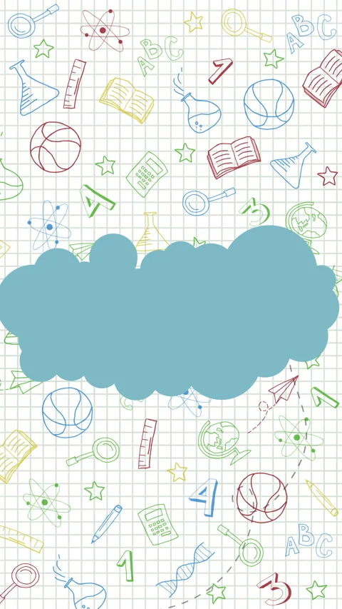 Back to school doodle seamless pattern. Hand drawn icon background Stock Footage 314817936