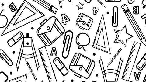 Back to School Doodle Seamless Pattern Background Loop Black and White Hand.. Stock Footage 340550580