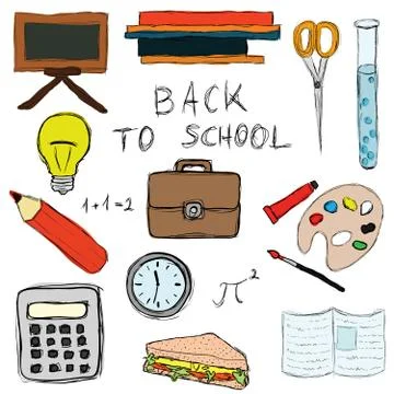 Back to school doodle set Stock Illustration