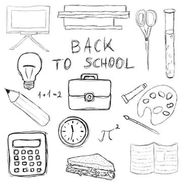 Back to school doodle set Stock Illustration