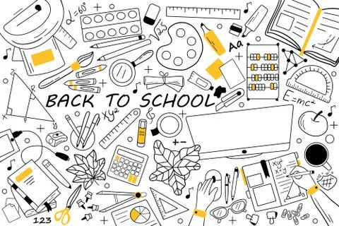 Back to school doodle set Stock Illustration