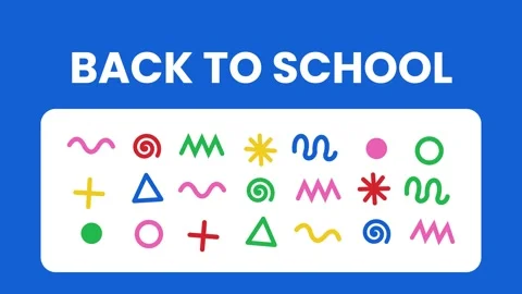 Back To School Doodle Shapes Icon Grid Intro Video stock 344109832