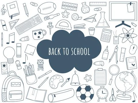 Back to school doodle sketch style illustration Stock Illustration