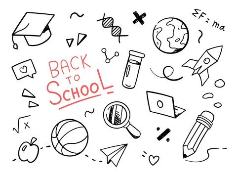 Back to school doodle. Vector illustration Stock Illustration