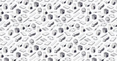 Back to school doodle wiggle animation on lined paper background Stock Footage 336844534