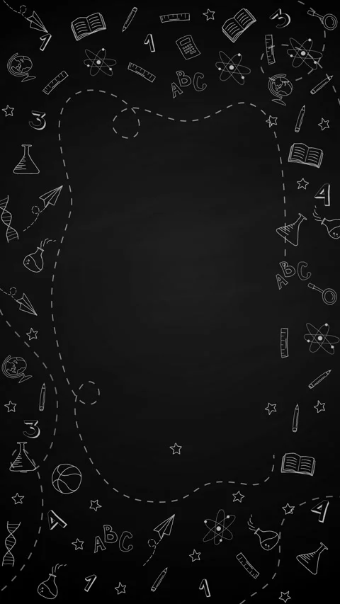 Back to school doodles in black chalkboard background. Loop border animation Stock Footage 281565013