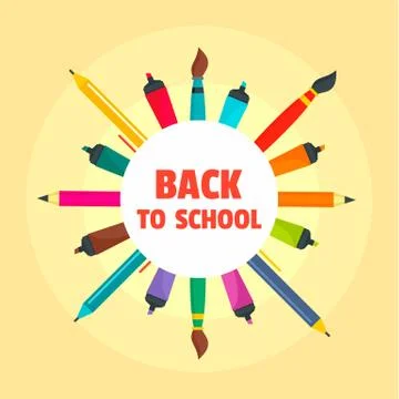 Back to school drawing background, flat style Stock Illustration