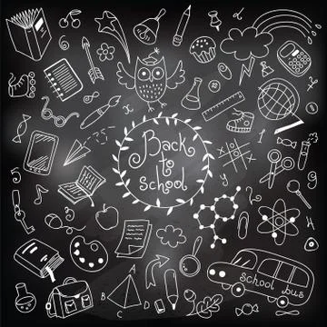 Back to school. Drawing with chalk Stock Illustration