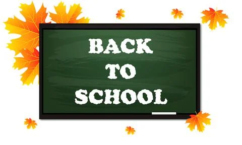 Back to school drawn with white chalk on an educational green chalkboard Stock Illustration