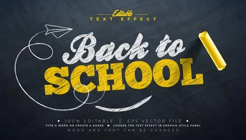 Back to School Editable Chalk Drawing Illustrator Text Effect Design Vector.. Stock Illustration