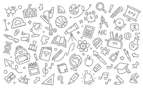 Back to School Editable Elements Set. Stock Illustration