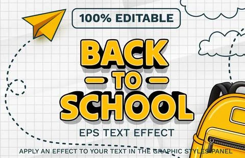 Back to school, Editable text effect. Vector illustration イラスト素材