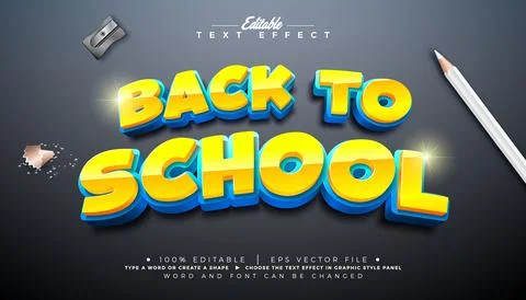 Back to School Editable Text Effect Design Illustrator Graphic Style with C.. Stock Illustration