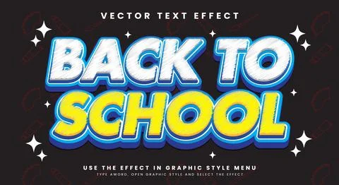 Back to school editable text effect Template Stock Illustration