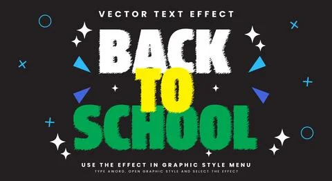 Back to school editable text effect Template Stock Illustration