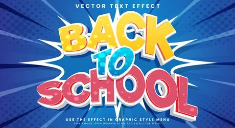 Back to School editable text effect Template Stock Illustration