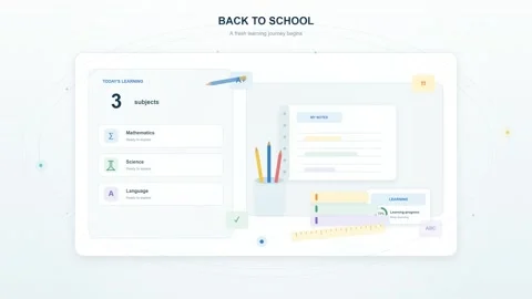 Back to School Education App Interface Animation with Mathematics and Science Stock Footage 344830002