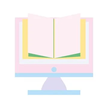 Back to school education computer ebook learning Stock Illustration