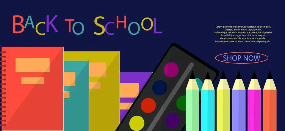 Back To School Education Concept Bunner Flat design Stock Illustration