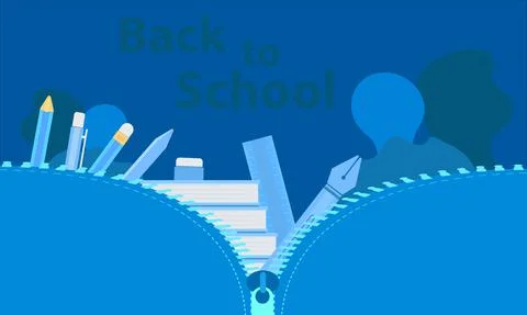 Back to school education concept. open the big bag to study time. learning an Stock Illustration