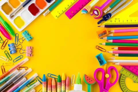 Back to school Education concept. School pupil Stationery Stock Photos