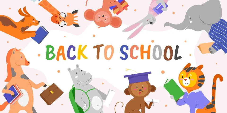 Back to school, education concept vector illustration, cartoon flat cute happy イラスト素材