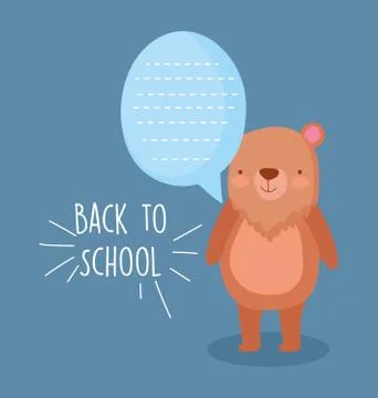Back to school education cute bear speech bubble talking Stock Illustration