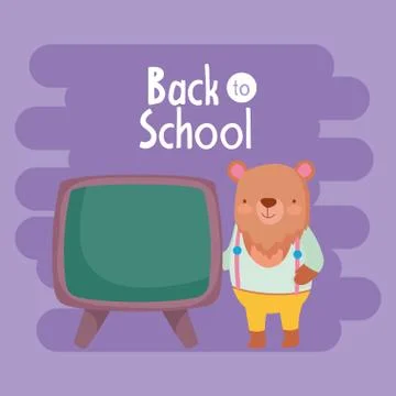 Back to school education cute bear teaching with chalkboard Stock Illustration