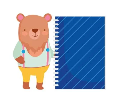 Back to school education cute bear with notepad creative Illustrazione stock