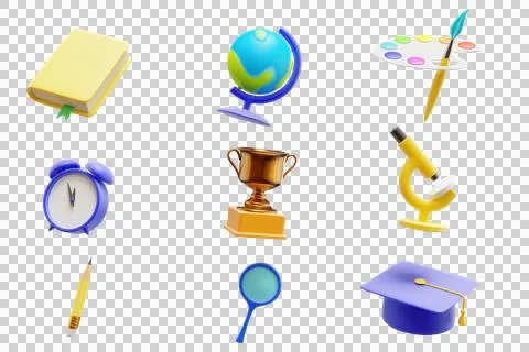 Back to school. Education elements icons set, isolated white background Illustrazione stock