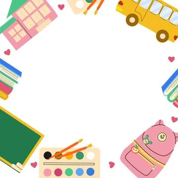 Back to school education frame. Background template in modern style. Stock Illustration