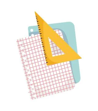 Back to school education grid papers and triangle ruler Stock Illustration