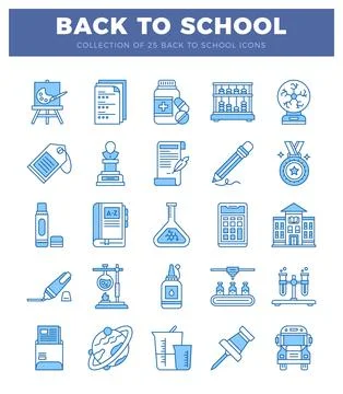 Back to school education icons set with science and art tools Stock Illustration