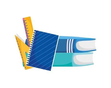 Back to school education notepad books and ruler supplies Stock Illustration